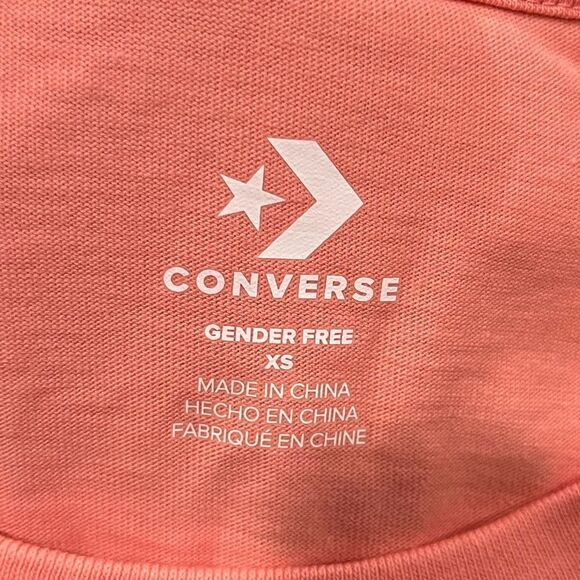 NWT Converse Go-To Embroidered Star Chevron T-Shirt Crewneck Lawn Flamingo XS - Picture 4 of 7
